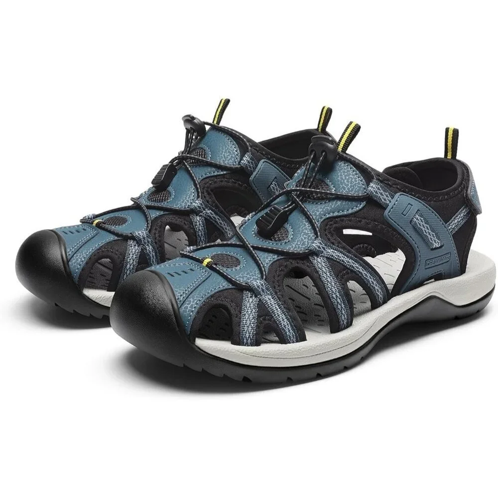 Hiking Sandals Men's Dark Blue Athletic Cushioned Closed Toe Fisherman Shoes